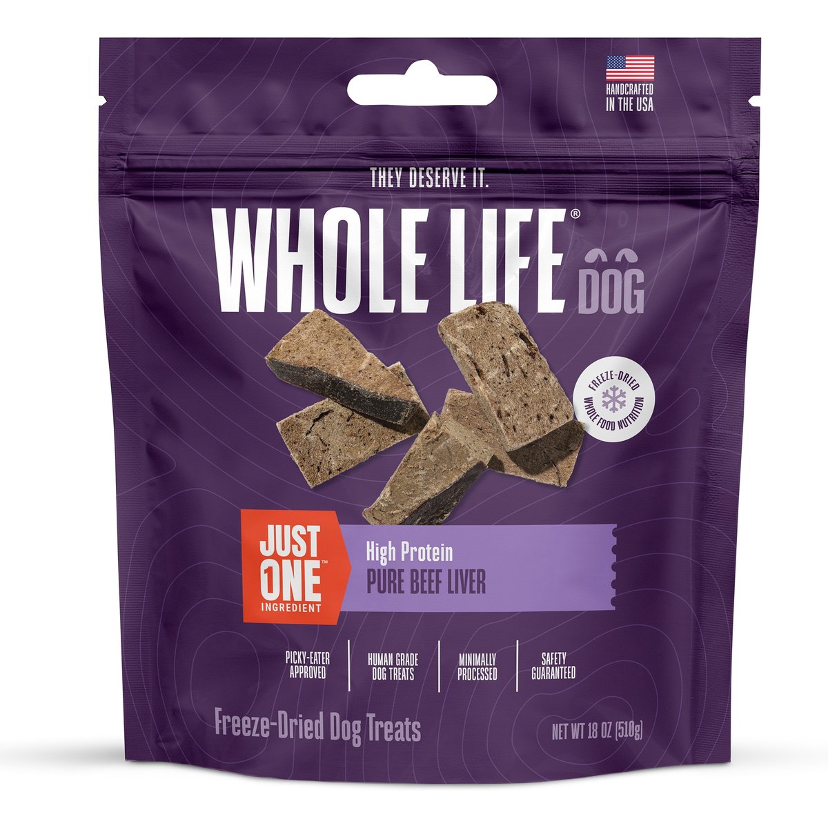 Whole Life Just One Ingredient Pure Beef Liver Freeze-Dried Dog Treats, 18-oz bag