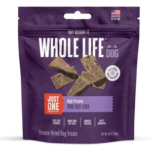 Whole Life Just One Ingredient Pure Beef Liver Freeze-Dried Dog Treats, 18-oz bag