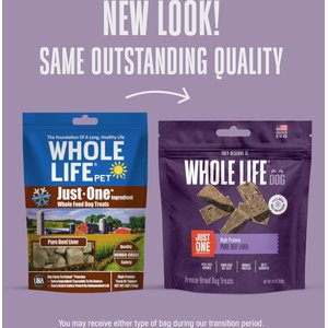 Whole Life Just One Ingredient Pure Beef Liver Freeze-Dried Dog Treats, 18-oz bag