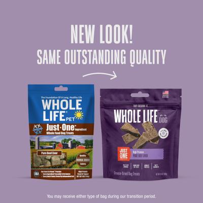 Show full view: Whole Life Just One Ingredient Pure Beef Liver Freeze-Dried Dog Treats, 18-oz bag slide 4 of 12
