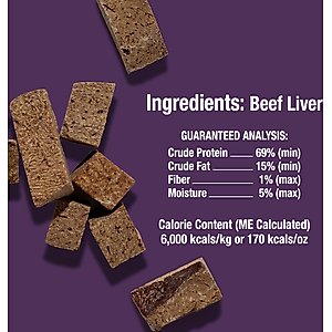 Whole Life Just One Ingredient Pure Beef Liver Freeze-Dried Dog Treats, 18-oz bag