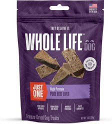 Whole Life Just One Ingredient Pure Beef Liver Freeze-Dried Dog Treats, 4-oz bag slide 1 of 8