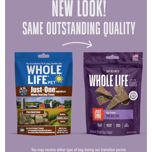 Whole Life Just One Ingredient Pure Beef Liver Freeze-Dried Dog Treats, 4-oz bag