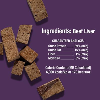 Show full view: Whole Life Just One Ingredient Pure Beef Liver Freeze-Dried Dog Treats, 4-oz bag slide 3 of 12