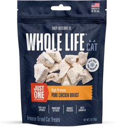 Whole Life Just One Ingredient Pure Chicken Breast Freeze-Dried Cat Treats, 1-oz bag
