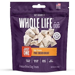 Whole Life Just One Ingredient Pure Chicken Breast Freeze-Dried Dog & Cat Treats, 10-oz bag