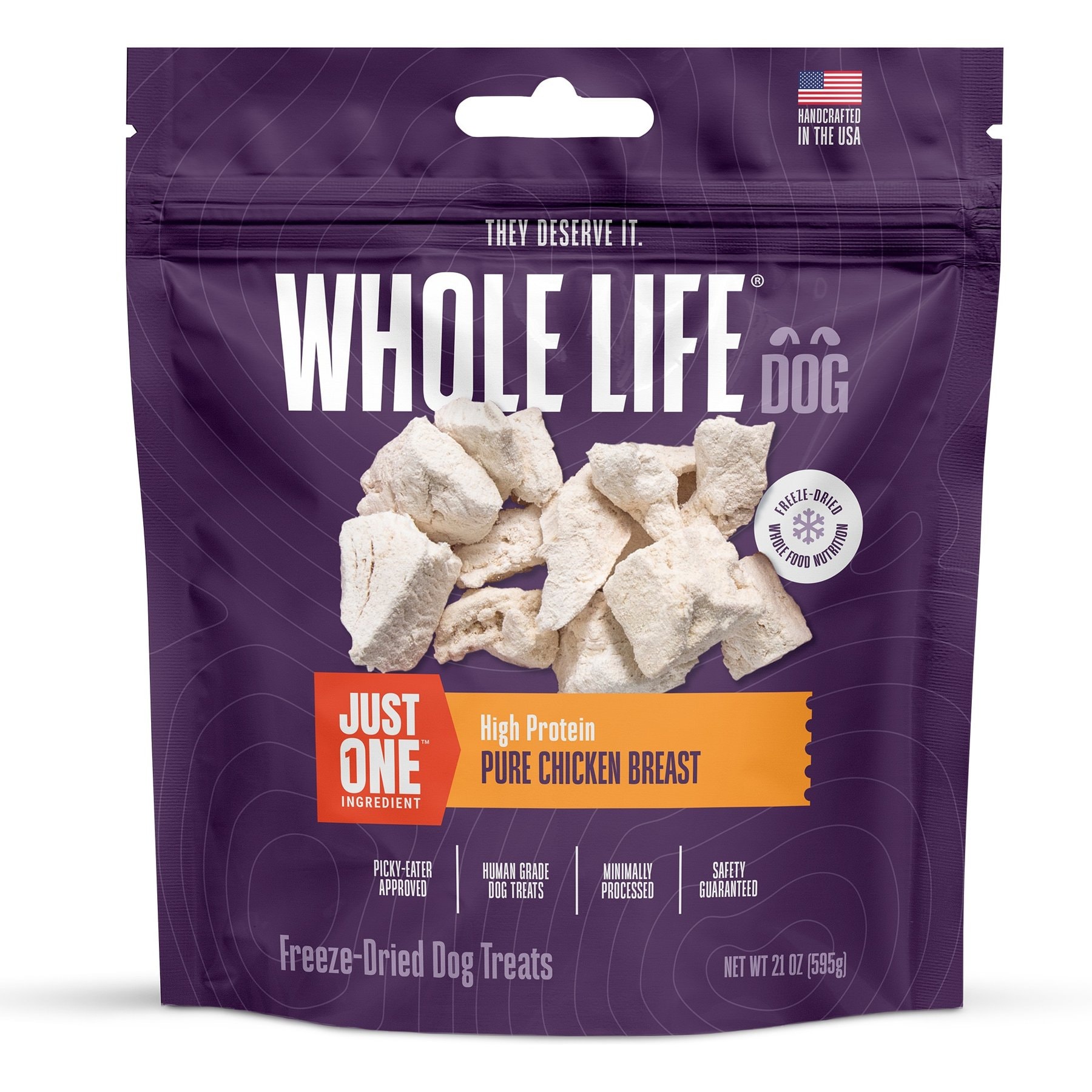 Whole Life Just One Ingredient Pure Chicken Breast Freeze-Dried Dog Treats, 21-oz bag