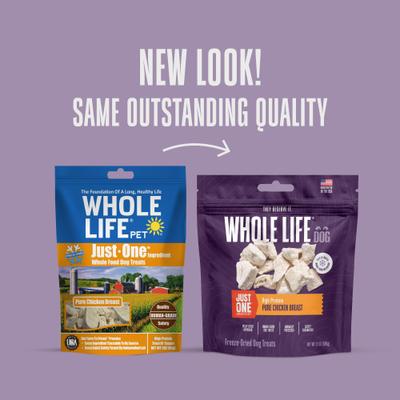 Show full view: Whole Life Just One Ingredient Pure Chicken Breast Freeze-Dried Dog & Cat Treats, 21-oz bag slide 4 of 12