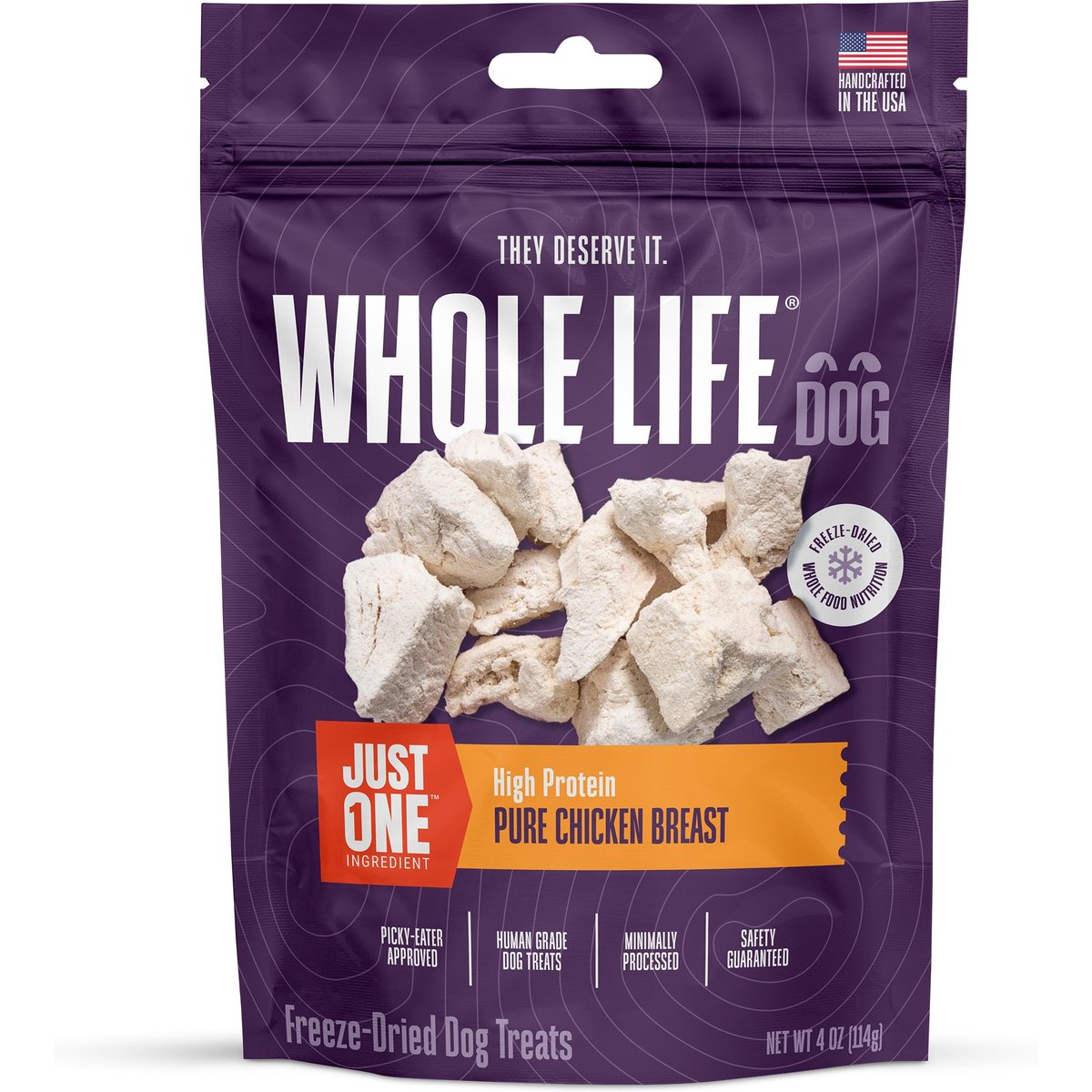 Whole Life Just One Ingredient Pure Chicken Breast Freeze-Dried Dog Treats, 4-oz bag