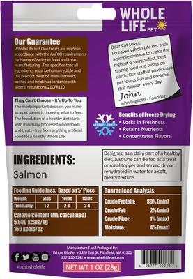 Show full view: Whole Life Just One Ingredient Pure Salmon Fillet Freeze-Dried Cat Treats, 1-oz bag + Instinct Original Grain-Free Pate Recipe Variety Pack Wet Canned Cat Food, 3-oz, case of 12 slide 7 of 9