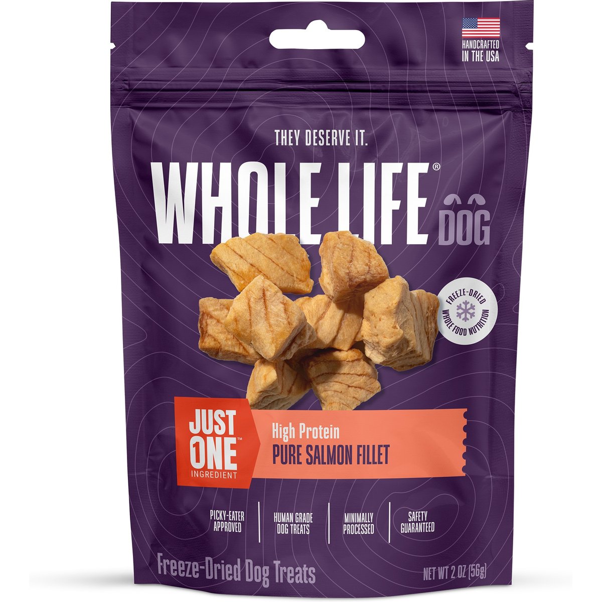 Whole Life Just One Ingredient Pure Salmon Fillet Freeze-Dried Dog & Cat Treats, 2-oz bag