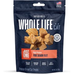 Whole Life Just One Ingredient Pure Salmon Fillet Grain-Free Freeze-Dried Cat Treats, 1-oz bag