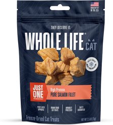 Whole Life Just One Ingredient Pure Salmon Fillet Grain-Free Freeze-Dried Cat Treats, 2.5-oz bag