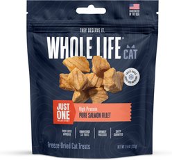 Whole Life Just One Ingredient Pure Salmon Fillet Grain-Free Freeze-Dried Cat Treats, 7.5-oz bag
