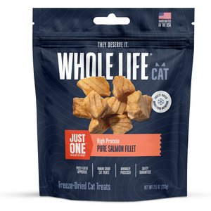 Whole Life Just One Ingredient Pure Salmon Fillet Grain-Free Freeze-Dried Cat Treats, 7.5-oz bag