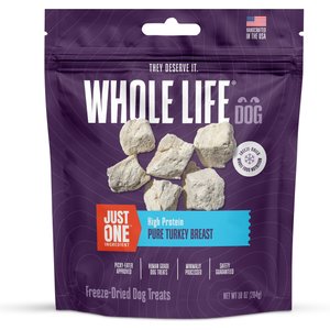 Whole Life Just One Ingredient Pure Turkey Breast Freeze-Dried Dog & Cat Treats, 10-oz bag