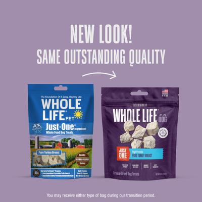 Show full view: Whole Life Just One Ingredient Pure Turkey Breast Freeze-Dried Dog & Cat Treats, 10-oz bag slide 4 of 12