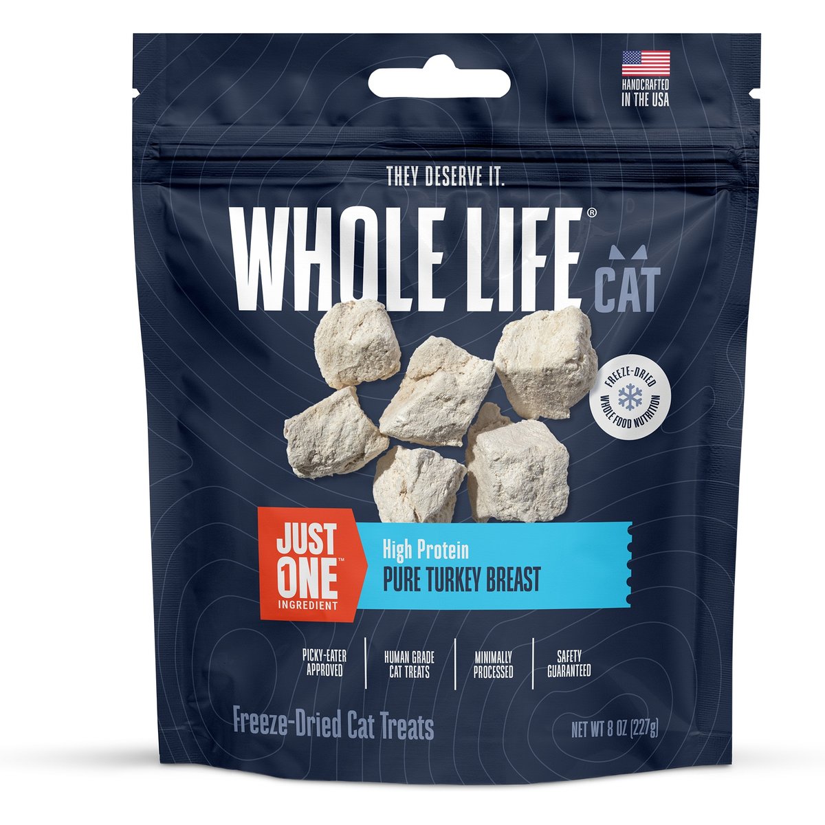 Whole Life Just One Ingredient Turkey Grain-Free Freeze-Dried Cat Treats, 8-oz bag