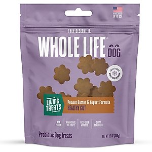 Whole Life Living Treats Healthy Gut Peanut Butter Flavor Freeze-Dried Dog Treats, 12-oz bag