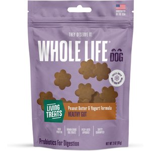 Whole Life Living Treats Healthy Gut Peanut Butter Flavor Freeze-Dried Dog Treats, 3-oz bag