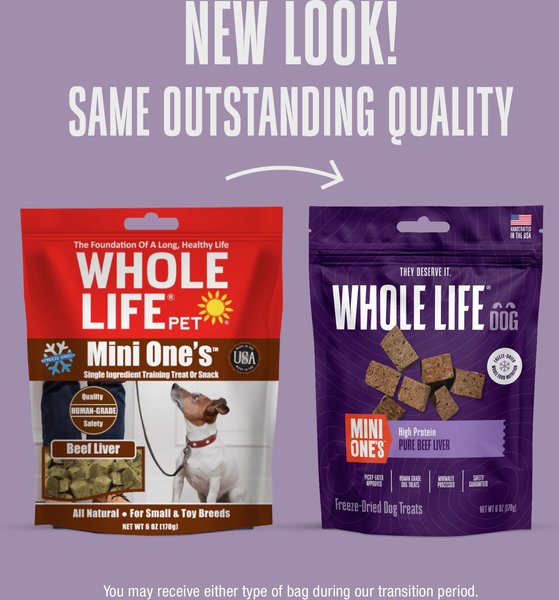Whole Life Mini One's Beef Liver Training Dehydrated Treats for Dogs, 6-oz bag