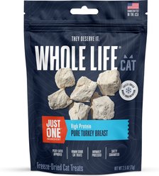 Whole Life Pet Just One Turkey Cat Treat, 2.5-oz bag