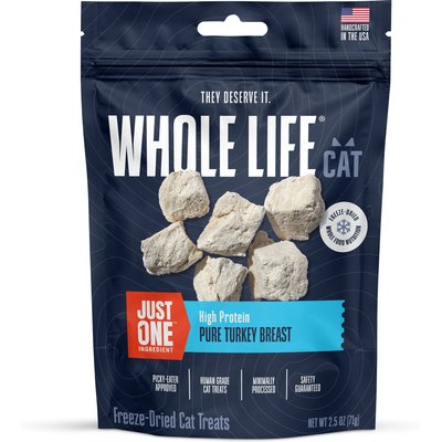 Whole Life Whole Life Just One Ingredient Turkey Grain-Free Freeze-Dried Cat Treats, 2.5-oz bag