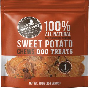 Wholesome Pride Pet Treats Sweet Potato Chews Dehydrated Dog Treats, 16-oz bag