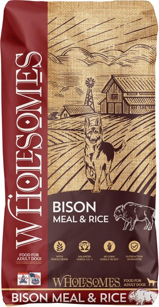 Show full view: Wholesomes Adult Bison Meal & Rice Dry Dog Food, 35-lb bag slide 1 of 10