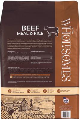 Show full view: Wholesomes Beef Meal & Rice Formula Dry Dog Food, 40-lb bag slide 3 of 8