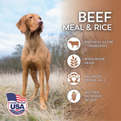 Show full view: Wholesomes Beef Meal & Rice Formula Dry Dog Food, 40-lb bag slide 5 of 8