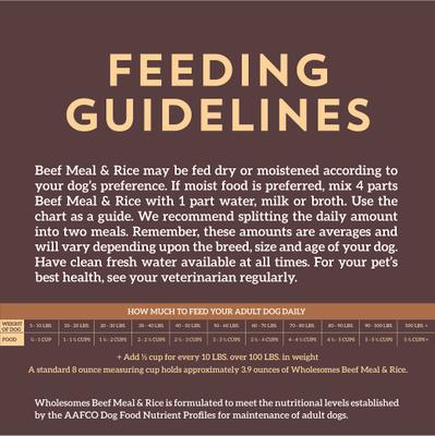 Show full view: Wholesomes Beef Meal & Rice Formula Dry Dog Food, 40-lb bag slide 6 of 8