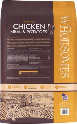 Show full view: Wholesomes Chicken Meal & Potatoes Formula Grain-Free Dry Dog Food, 35-lb bag slide 3 of 10