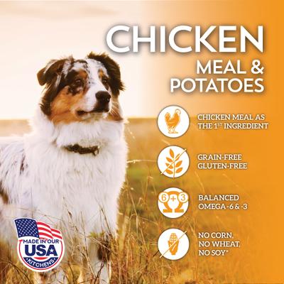 Show full view: Wholesomes Chicken Meal & Potatoes Formula Grain-Free Dry Dog Food, 35-lb bag slide 5 of 10