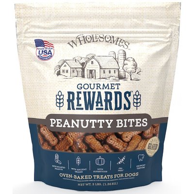 Wholesomes Wholesomes Rewards Peanutty Bites Biscuit Dog Treats, 3-lb bag