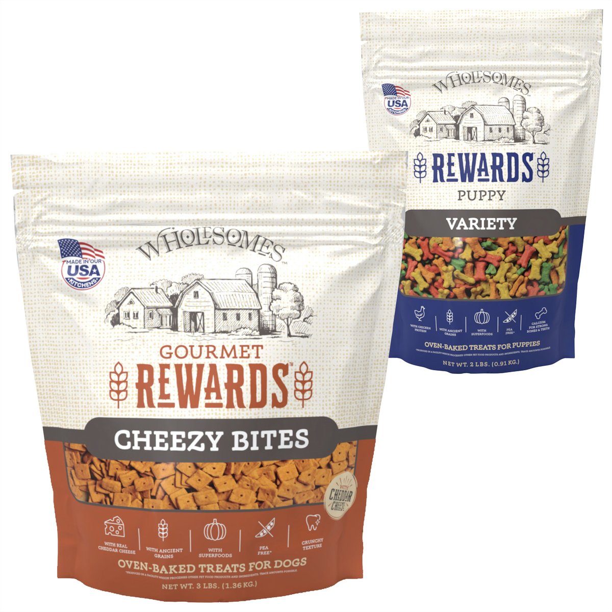 Wholesomes Rewards Puppy Variety Biscuit + Rewards Cheezy Bites Biscuit Dog Treats