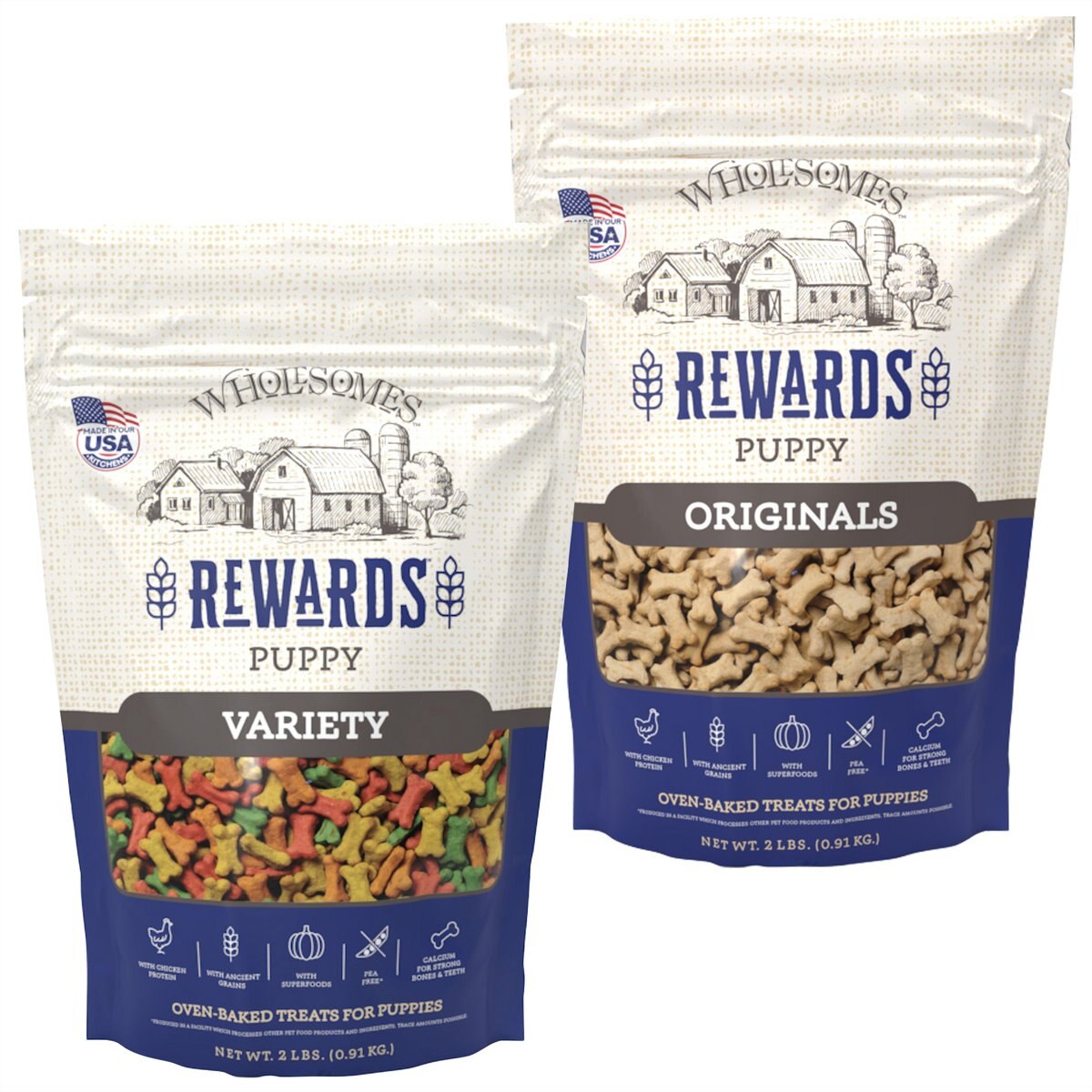 Wholesomes Rewards Puppy Variety Biscuit + Rewards Puppy Originals Biscuit Dog Treats