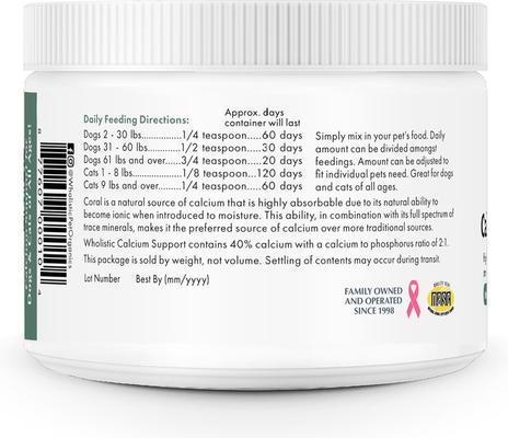 Show full view: Wholistic Pet Organics Calcium Support Dog & Cat Supplement, 2.5-oz bottle slide 3 of 6