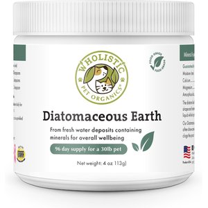 Wholistic Pet Organics Diatomaceous Earth Powder Supplement for Dogs & Cats, 4-oz jar