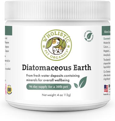 Show full view: Wholistic Pet Organics Diatomaceous Earth Powder Supplement for Dogs & Cats, 4-oz jar slide 1 of 9