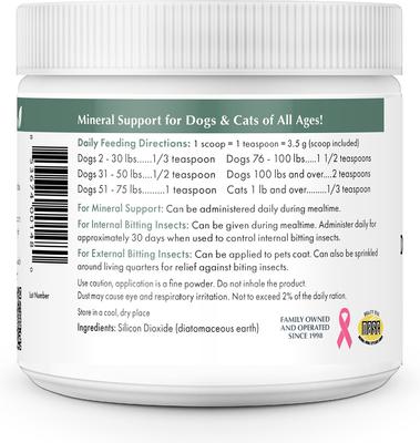 Show full view: Wholistic Pet Organics Diatomaceous Earth Powder Supplement for Dogs & Cats, 4-oz jar slide 3 of 9