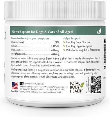 Show full view: Wholistic Pet Organics Diatomaceous Earth Powder Supplement for Dogs & Cats, 4-oz jar slide 4 of 9