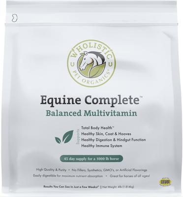 Show full view: Wholistic Pet Organics Equine Complete Enhanced Daily Multivitamin for Horses Supplement, 4-lb slide 2 of 4