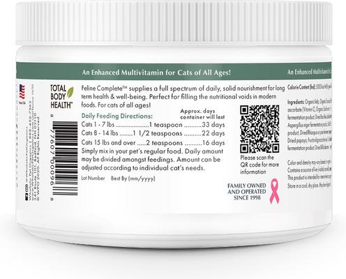 Show full view: Wholistic Pet Organics Feline Complete Cat Supplement, 4-oz bottle slide 4 of 8
