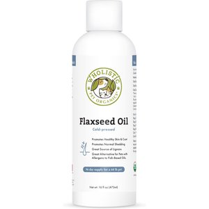 Wholistic Pet Organics Flax Seed Oil Dog & Cat Supplement, 16-fl oz bottle