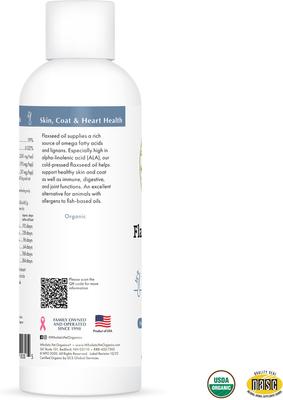 Show full view: Wholistic Pet Organics Flax Seed Oil Dog & Cat Supplement, 16-fl oz bottle slide 4 of 8
