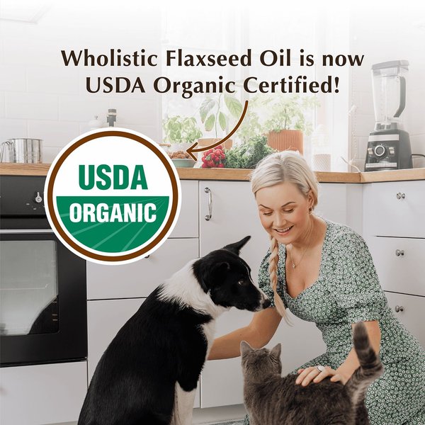 Wholistic Pet Organics Flax Seed Oil Dog & Cat Supplement, 16-fl oz bottle