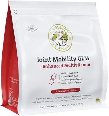 Show full view: Wholistic Pet Organics Joint Mobility GLM Dog & Cat Supplement, 4-lb bottle slide 3 of 8