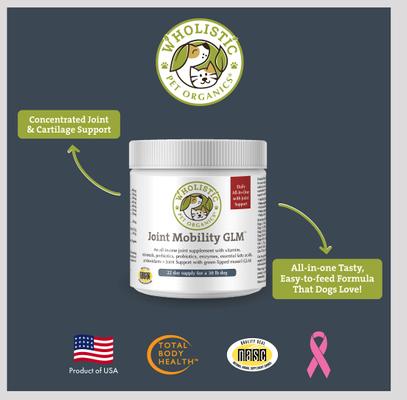 Show full view: Wholistic Pet Organics Joint Mobility GLM Enhanced Multivitamin with Joint Support for Dogs & Cats Supplement, 2-lb slide 7 of 8