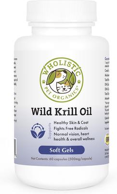 Show full view: Wholistic Pet Organics Krill Oil Capsules Dog & Cat Supplement, 60 count slide 1 of 7
